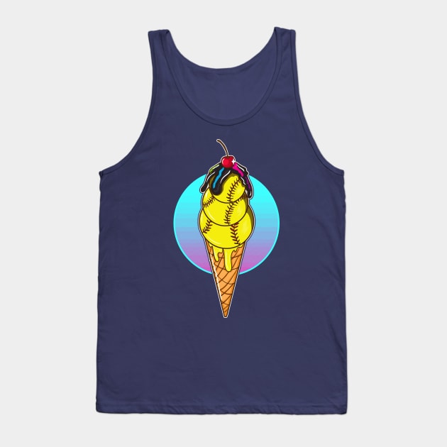 Softball Ice Cream Cone Player Coach Mom Team Tournament Tank Top by E